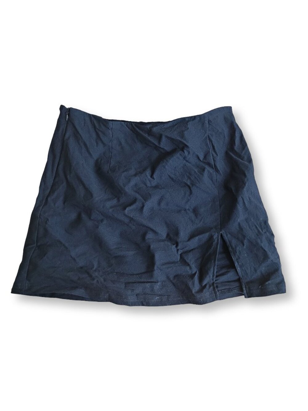 MUSERA Black Side Slit High Waisted Mini Skirt (OS)